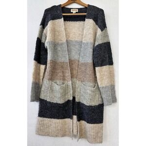 Pepin Wool Alpaca Cardigan Long Minimalist Colorblocking Neutral Sz. M